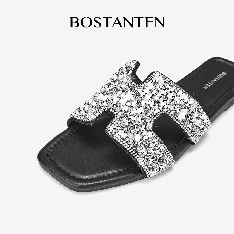 [Star Moon]Bostanten Sandal Santai Berkilau Perak Sepatu kasual gaya baru yang nyaman dan serbaguna