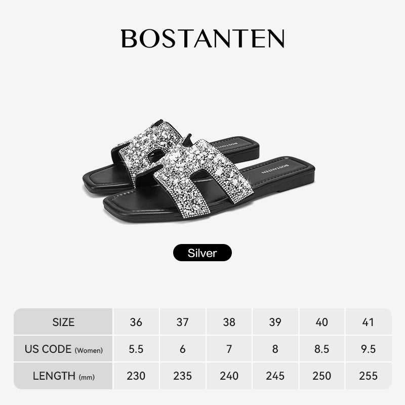 [Star Moon]Bostanten Sandal Santai Berkilau Perak Sepatu kasual gaya baru yang nyaman dan serbaguna