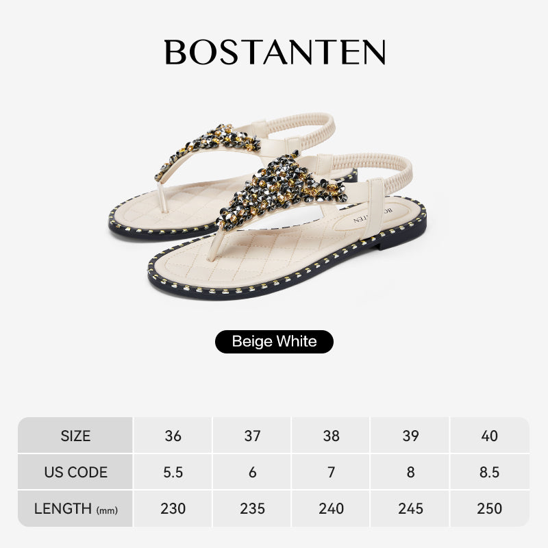 BOSTANTEN Sandal wanita baru dengan sol tipis sandal jepit batu bata glitter halus