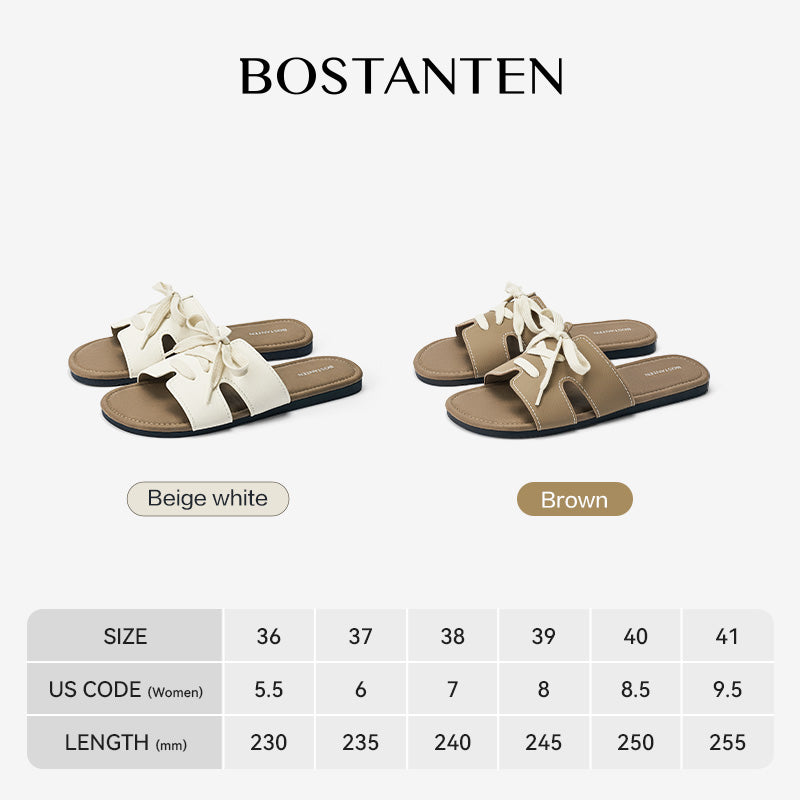 [New Arrival]Bostanten Sandal Flat Wanita Terbaru Slop Flat Sol Karet Anti Licin Sendal Cewek Kekinian