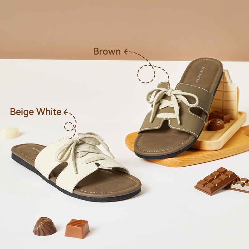 [New Arrival]Bostanten Sandal Flat Wanita Terbaru Slop Flat Sol Karet Anti Licin Sendal Cewek Kekinian