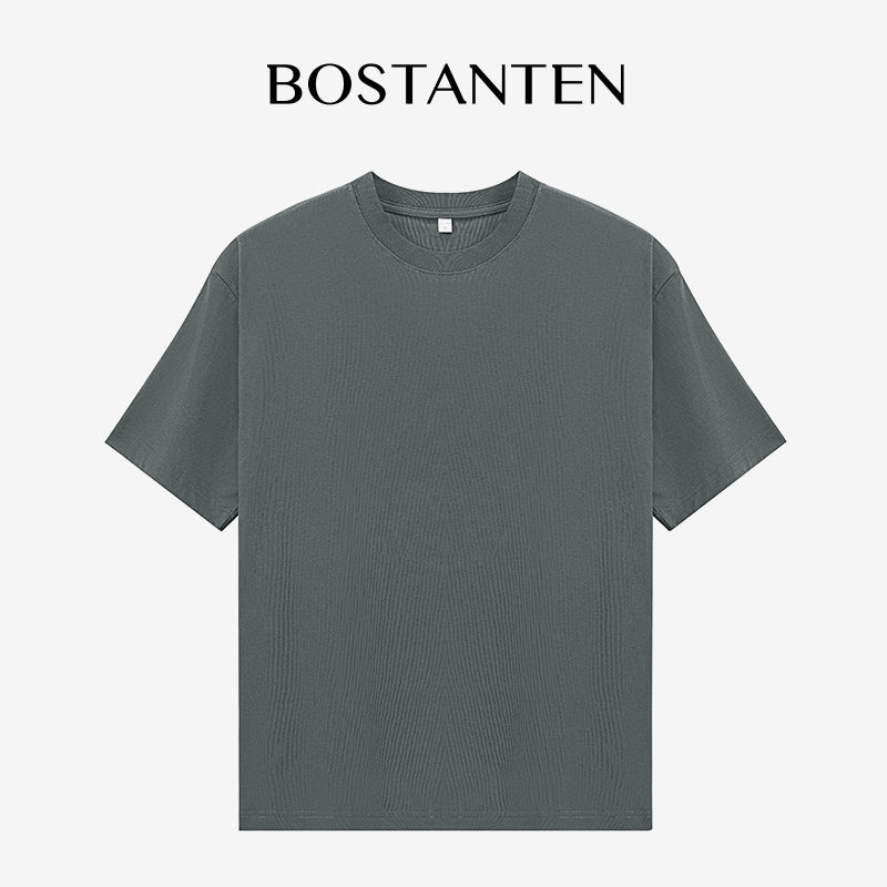 Bostanten Baju Kaos Polos Pria Premium Crewneck Putih Katun Basic Distro T-shirt