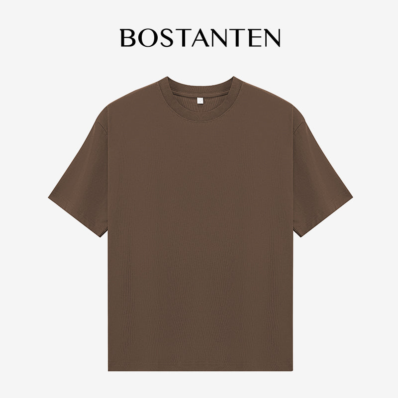 Bostanten Baju Kaos Polos Pria Premium Crewneck Putih Katun Basic Distro T-shirt
