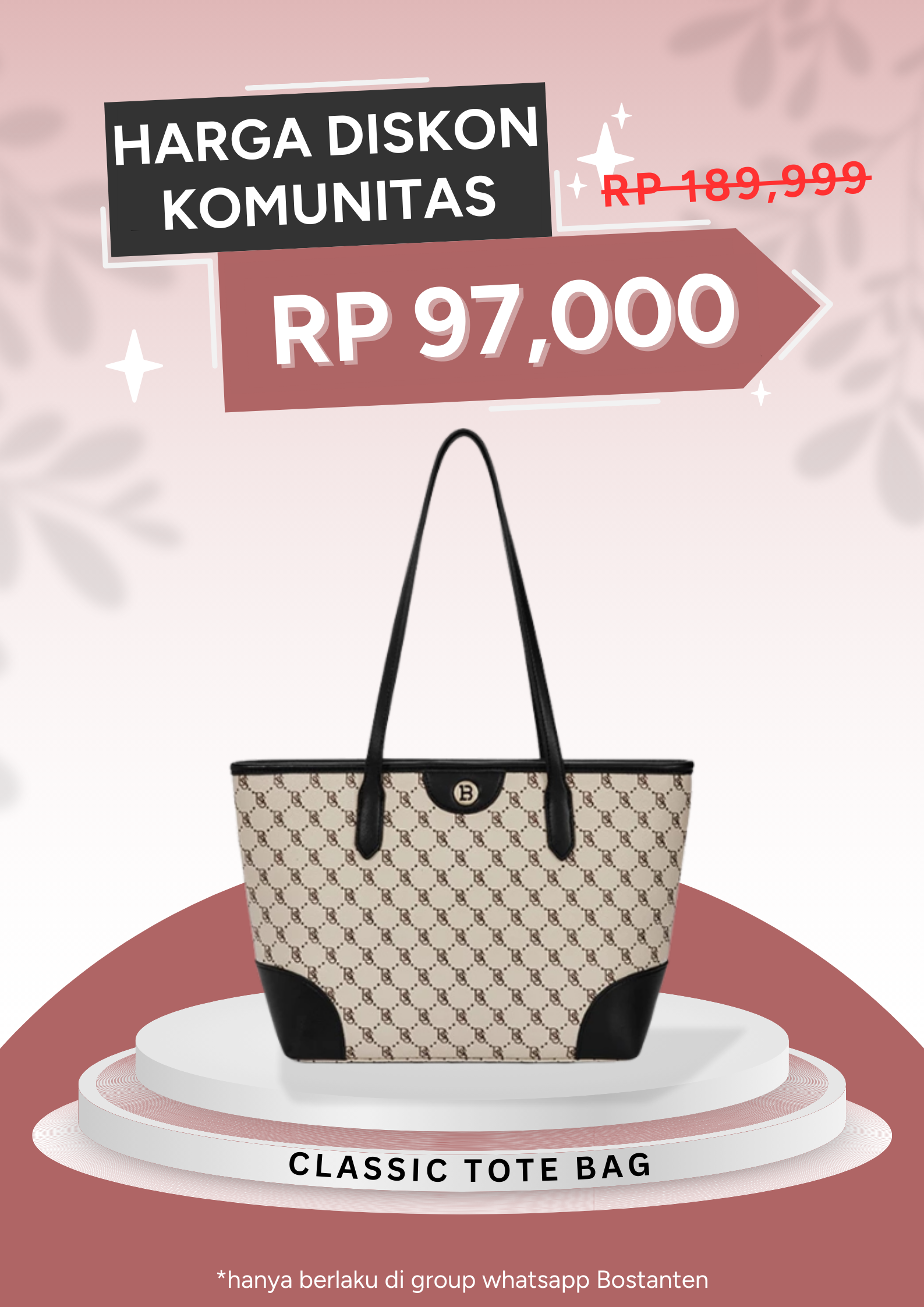 [Classic tote] OSTANTEN Monogram Totebag Wanita – Tas Jinjing & Bahu