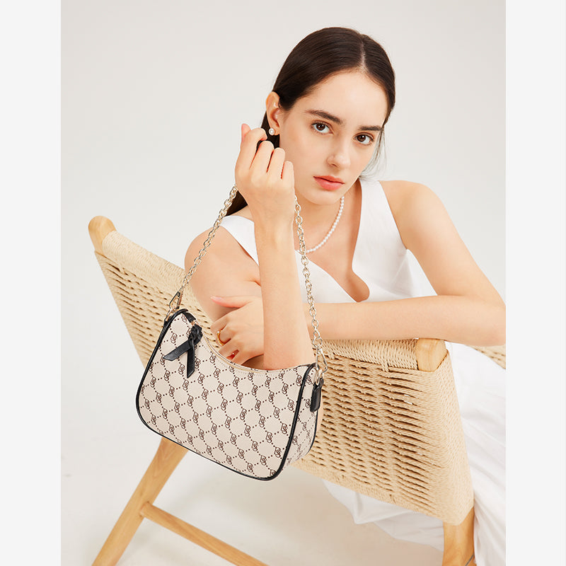 [Hobo Bag] BOSTANTEN Monogram Slingbag – Tas Selempang Rantai Kulit Sintetis Wanita