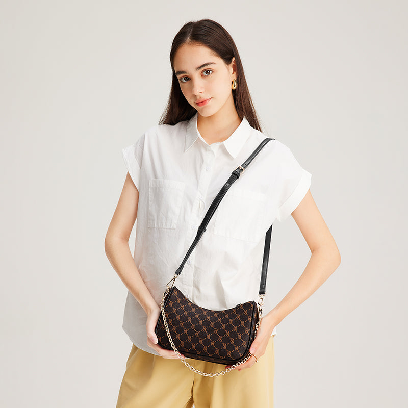[Hobo Bag] BOSTANTEN Monogram Slingbag – Tas Selempang Rantai Kulit Sintetis Wanita