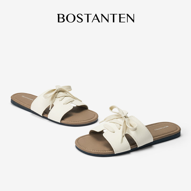 [New Arrival]Bostanten Sandal Flat Wanita Terbaru Slop Flat Sol Karet Anti Licin Sendal Cewek Kekinian