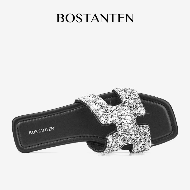 [Star Moon]Bostanten Sandal Santai Berkilau Perak Sepatu kasual gaya baru yang nyaman dan serbaguna