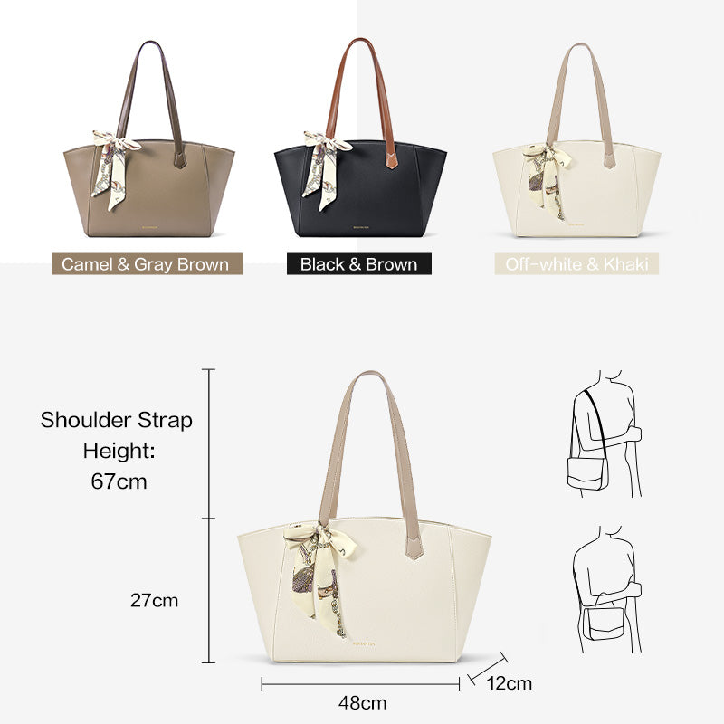 [Mila Bag] BOSTANTEN Totebag Kulit Wanita – Monogram Medium, Gaya Korea Casual