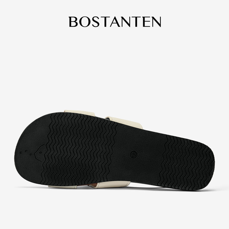 [New Arrival]Bostanten Sandal Flat Wanita Terbaru Slop Flat Sol Karet Anti Licin Sendal Cewek Kekinian