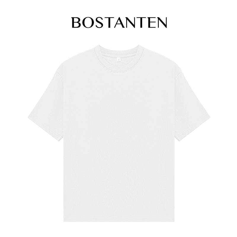 Bostanten Baju Kaos Polos Pria Premium Crewneck Putih Katun Basic Distro T-shirt