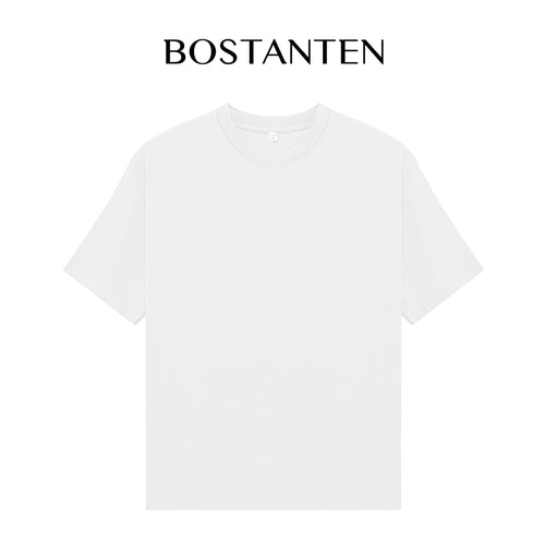 Bostanten Baju Kaos Polos Pria Premium Crewneck Putih Katun Basic Distro T-shirt