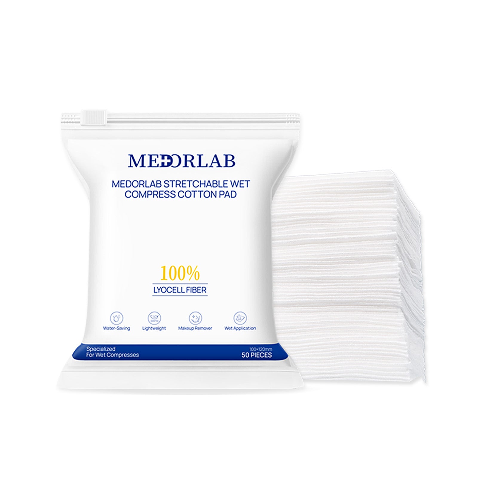 [Stretchable Wet Compress Cotton Pad] Medorlab  100x120mm Facial Cotton Pads 50pcs